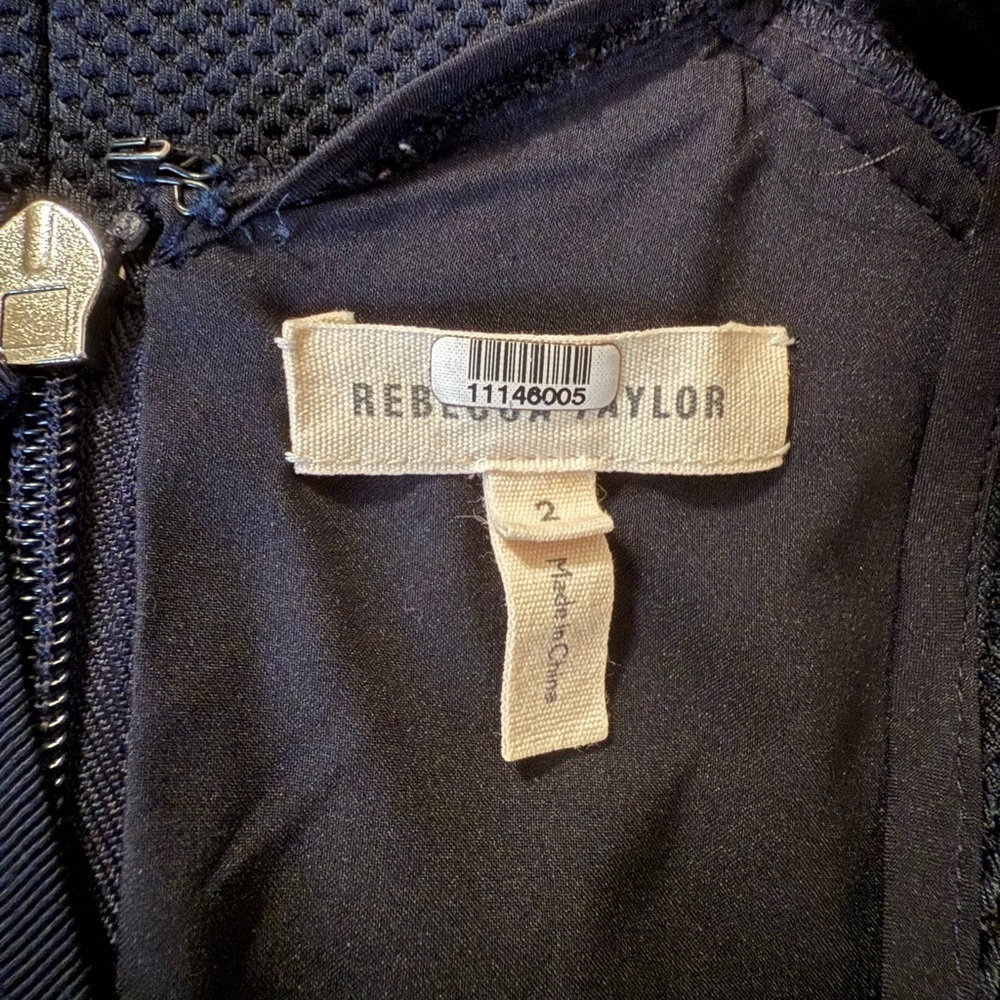 REBECCA TAYLOR Navy Stretch Textured Dress Size 2 - Picture 8 of 12